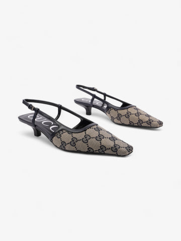 Gucci CS Slingback Pumps 35mm CS Supreme / Navy Blue Fabric EU 35 UK 2