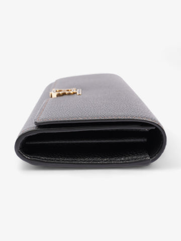 Burberry TB Continental Wallet Black Grained Leather
