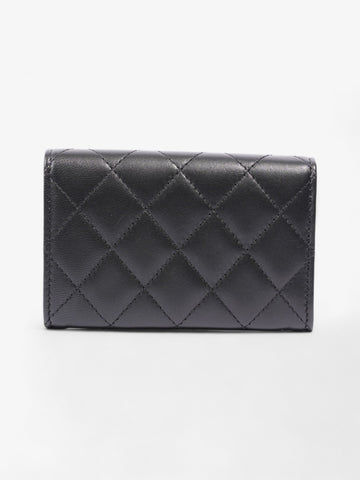Chanel Interlocking CC Flap Card Holder Black / Silver Lambskin Leather Small