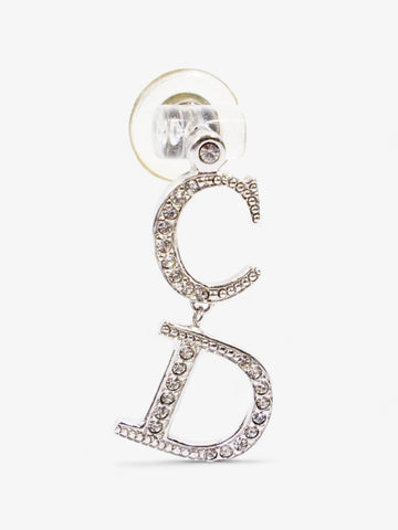 Christian Dior CD Logo Earrings Silver Base Metal