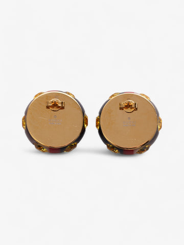 Gucci Web Stud Earrings Gold / Yellow / Blue Resin