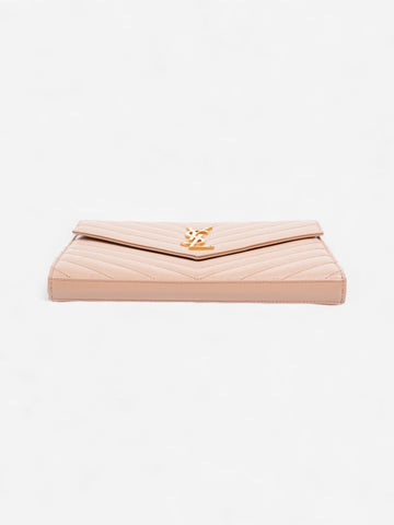 Saint Laurent Cassandre Envelope Chain Wallet Beige Matelasse Leather