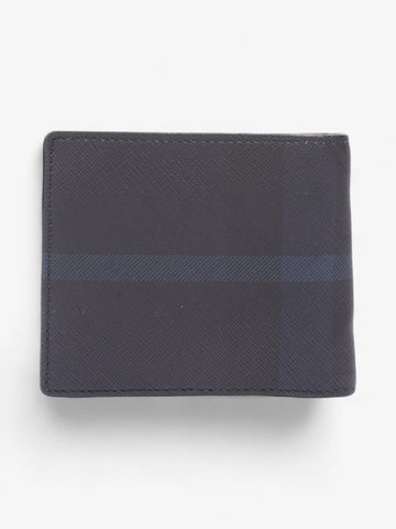 Burberry International Bifold Wallet Black / Navy Blue Canvas