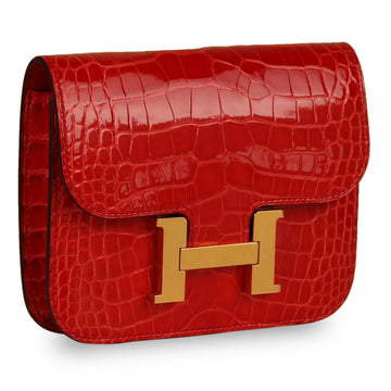 Mini Constance Croco Pouch - Red Nilo