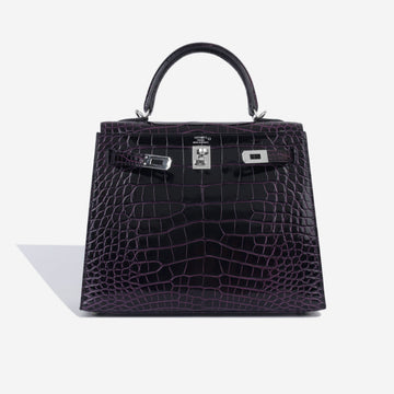Kelly 25 - Aubergine Shiny Croc