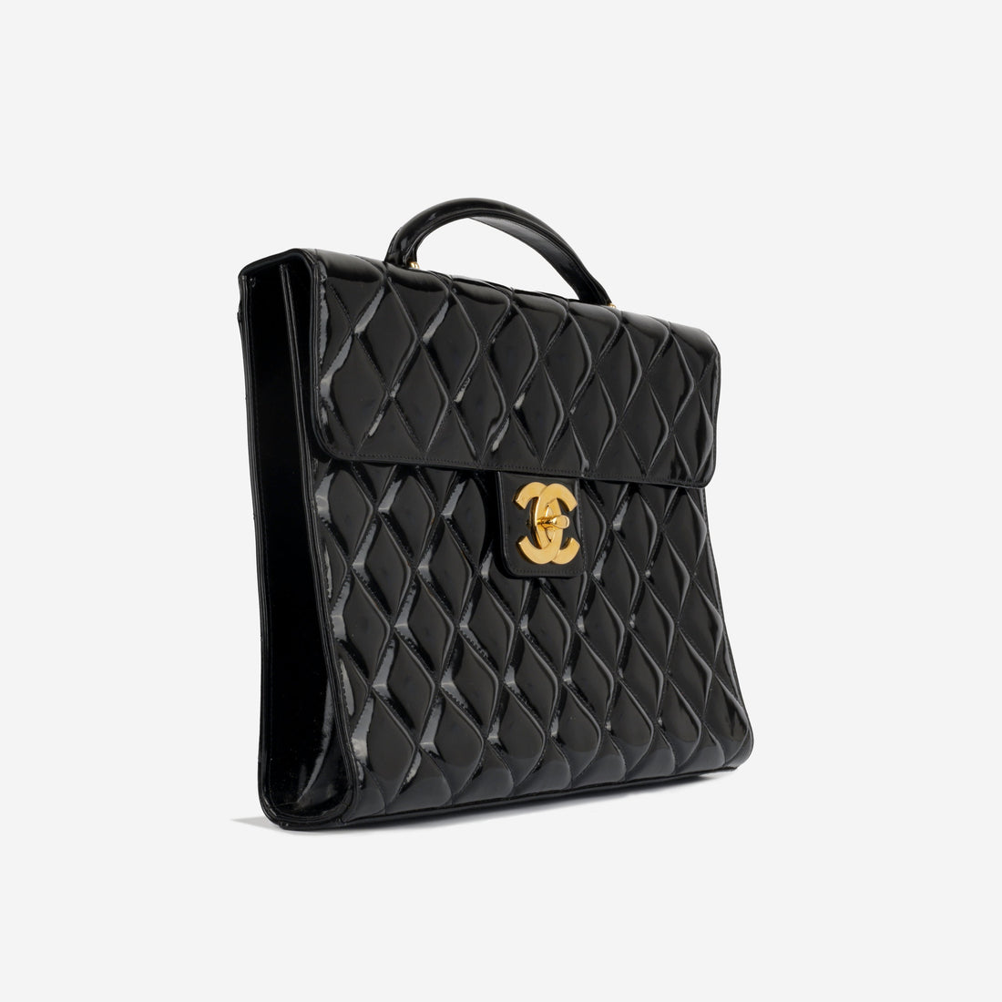 Chanel Vintage Portfolio Briefcase - Black Patent