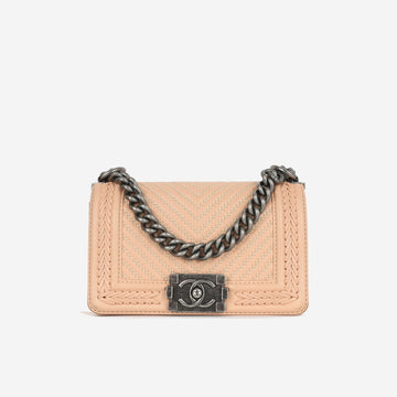 Chanel Boy Chanel Peach Lambskin Leather with Herringbone Whipstitch RHW