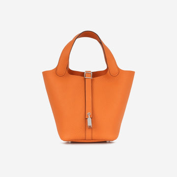 Hermès - Picotin 18 - Orange Clemence PHW - Brand New - 2024