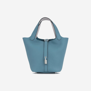 Hermès - Picotin 18 Eclat - New Bleu Jean / Mauve Pale Swift PHW - Unused - 2024
