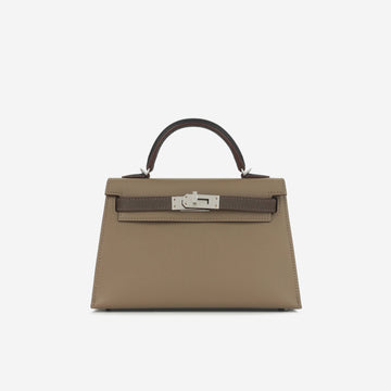 Hermès - Mini Kelly - Etoupe / Ecorce / Noir Epsom PHW -  - 2023