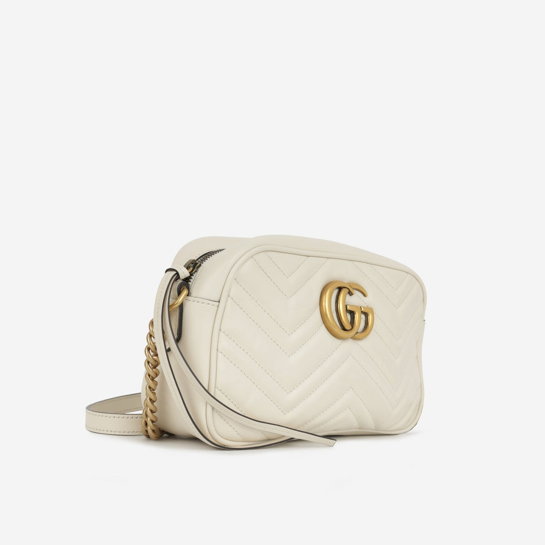 Gucci - GG Marmont Shoulder Bag - White Smooth Calfskin GHW -