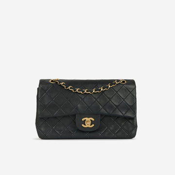 Chanel Vintage Small Classic Flap Bag Black Lambskin GHW