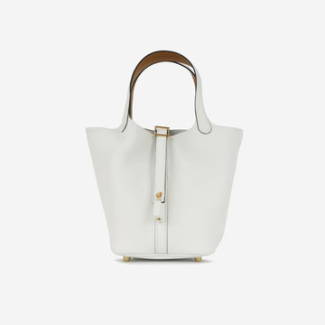 Hermès - Picotin 18 Eclat - New White Clemence / Gold Swift GHW - Brand New - 2024