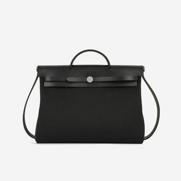Hermès Herbag 39 Noir Canvas / Hunter PHW