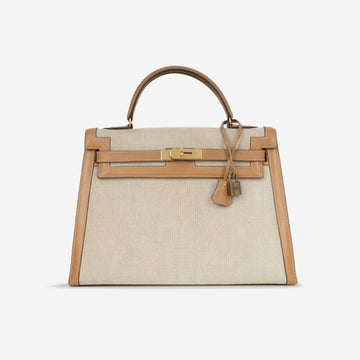 Hermès - Vintage Kelly 32 - Natural Courchevel and Ecru Toile GHW -  - 1991