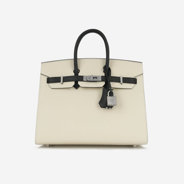 Hermès - HSS Birkin 25 - Craie / Noir Epsom Leather PBHW - Brand New - 2024