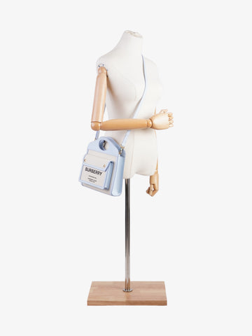 Burberry Pocket Bag Light Blue / Cream Canvas Mini