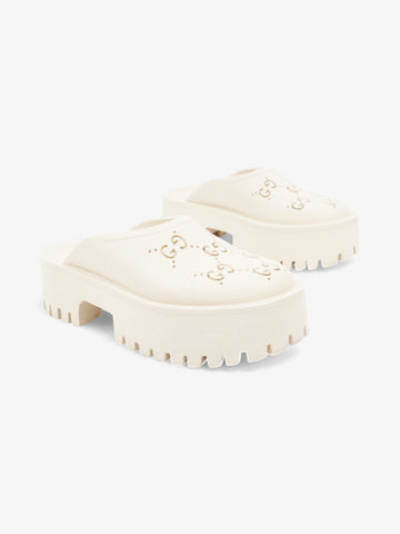 Gucci Perforated CS Platform Sandals Cream Rubber EU 37 UK 4