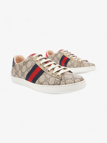 Gucci CS Supreme Ace Beige  / Navy / Red Canvas EU 38 UK 5
