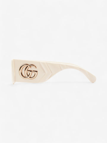 Gucci CS Logo Quilted Rectangular Sunglasses Cream Acetate 145mm