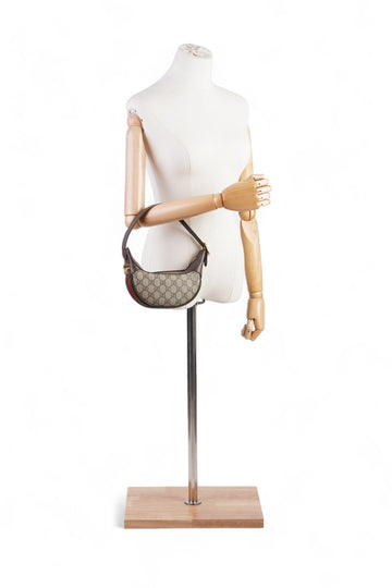 Gucci CS Mini Ophidia Beige And Ebony CS Supreme / Gucci Stripe Coated Canvas