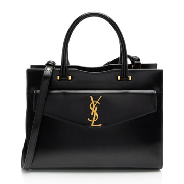 Saint Laurent Calfskin Monogram Uptown Medium Tote (SHF-GumjsZ)