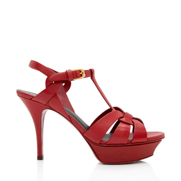 Saint Laurent Calfskin Tribute Platform Sandals - Size 7.5 / 37.5 (SHF-Dp3zwW)