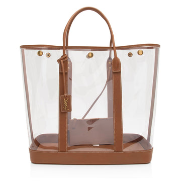 Saint Laurent Calfskin Vinyl Cabas Tote (SHF-wgVvKm)