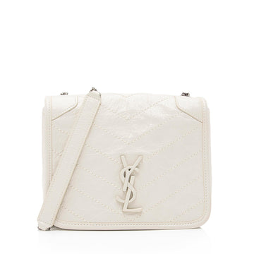Saint Laurent Crinkled Calfskin Monogram Niki Chain Wallet (SHF-23686)