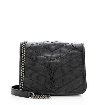 Saint Laurent Crinkled Calfskin Niki Chain Wallet (SHF-18521)