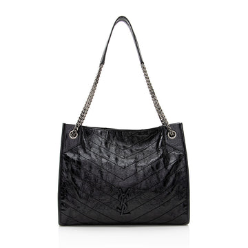 Saint Laurent Crinkled Calfskin Niki Medium Shopping Tote (SHF-19547)