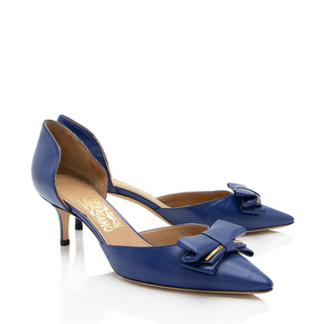 Salvatore Ferragamo Leather Rietta Bow D'Orsay Pumps - Size 9 / 39