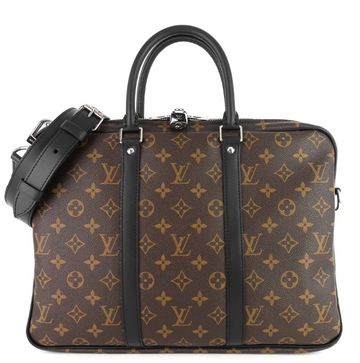 Louis Vuitto Porte-Documents Voyage PM Monogram Macassar Canvas Briefcase Bag