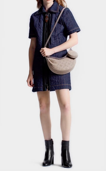LOUIS VUITTON Galet Grey Baia PM Mahina Crossbody Bag
