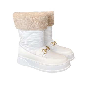 VS HORSEBIT CHEVRON QUILTED BOOTS WHITE