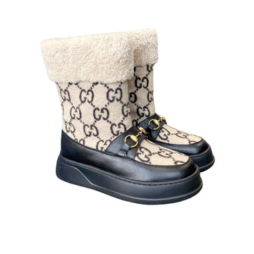 VS 1955 HORSEBIT SNOW BOOTS LEATHER AND SHEARLING IN BLACK BEIGE