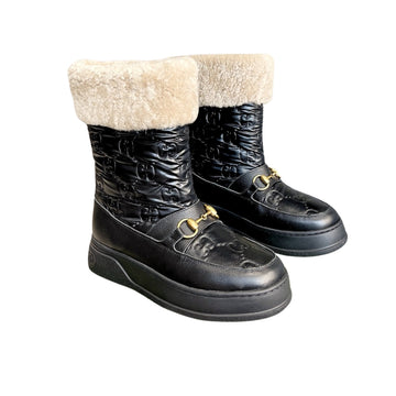 VS 1955 HORSEBIT SNOW BOOTS JACQUARD FABRIC BLACK LEATHER