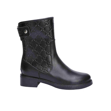 VS WOMEN'S GUCCISSIMA SHORT ZIP BOOTS BLACK