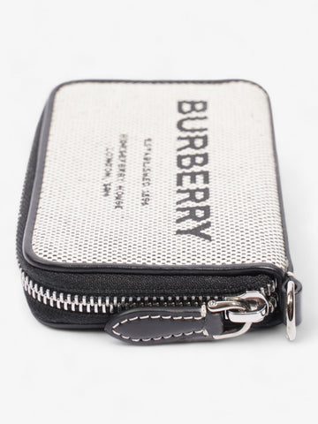 Burberry Horseferry Print Elmore Zip Around Wallet Lanyard Black Canvas