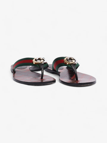 Gucci CS Thong Web Sandal Red / Green Canvas EU 39 UK 6