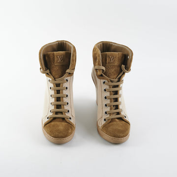 Louis Vuitton Batignolles Wedge Canvas Sneakers 36.5 Beige