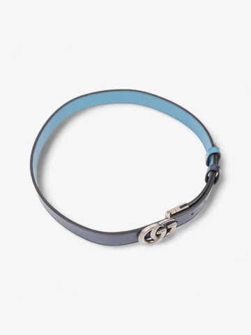 Gucci CS Marmont Thin Reversible Belt Navy / Aqua Blue Leather 80cm 32"