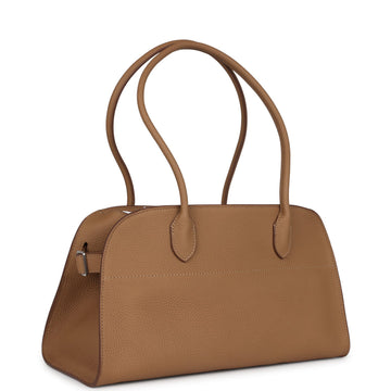 The Row Margaux Shoulder 12 Bag Sandpit Calfskin Silver Hardware
