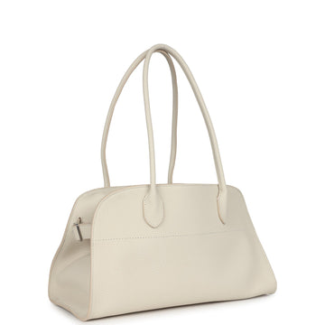 The Row Margaux Shoulder 12 Bag White Calfskin Silver Hardware