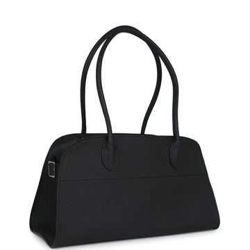 The Row Soft Margaux Shoulder 12 Bag Black Calfskin Silver Hardware