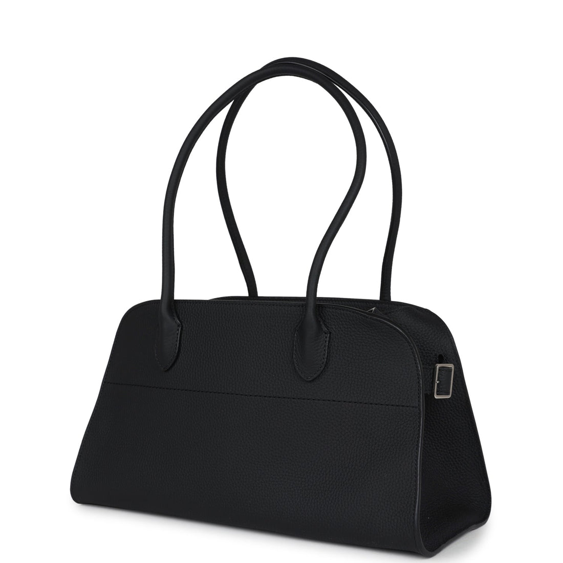 The Row Soft Margaux Shoulder 12 Bag Black Calfskin Silver Hardware