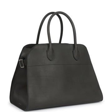The Row Soft Margaux 12 Koala Grey Saddle Leather Silver Hardware