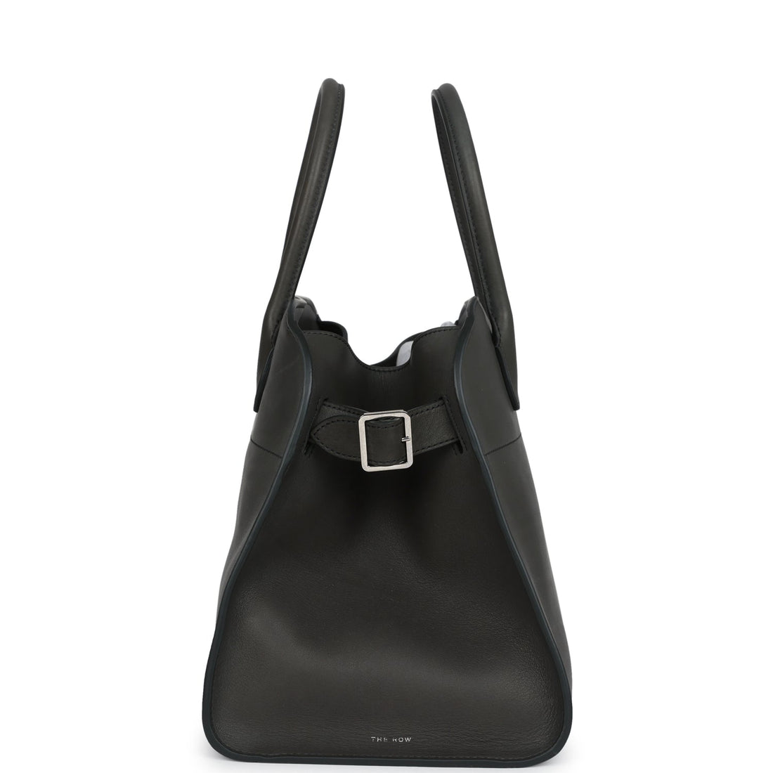 The Row Soft Margaux 12 Koala Grey Saddle Leather Silver Hardware