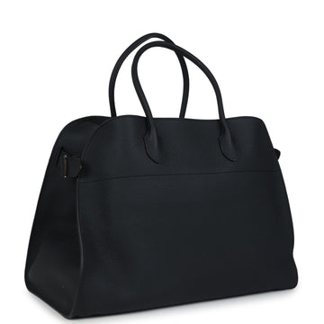 The Row Soft Margaux 17 Bag Black Calfskin Gold Hardware