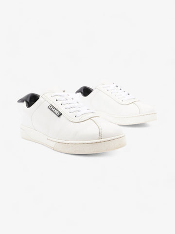 Chanel CC Logo Sneakers  White / Black Leather EU 38 UK 5